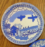 Children Blue Willow China Art