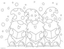 Gnome Carolers Coloring Page