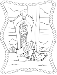 Cowboy Boot Coloring Page