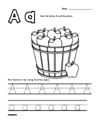 Letter A Apple Trace Color