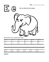 Letter E - Elephant Trace Color