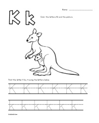 Letter K - Kangaroo Trace Color